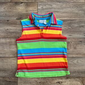 Vintage 90s Multicolored Rainbow Striped Polo Tank